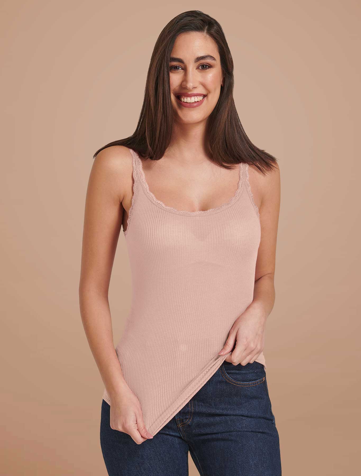 Top pizzetto Irene cashmere modal plissé colore rosa