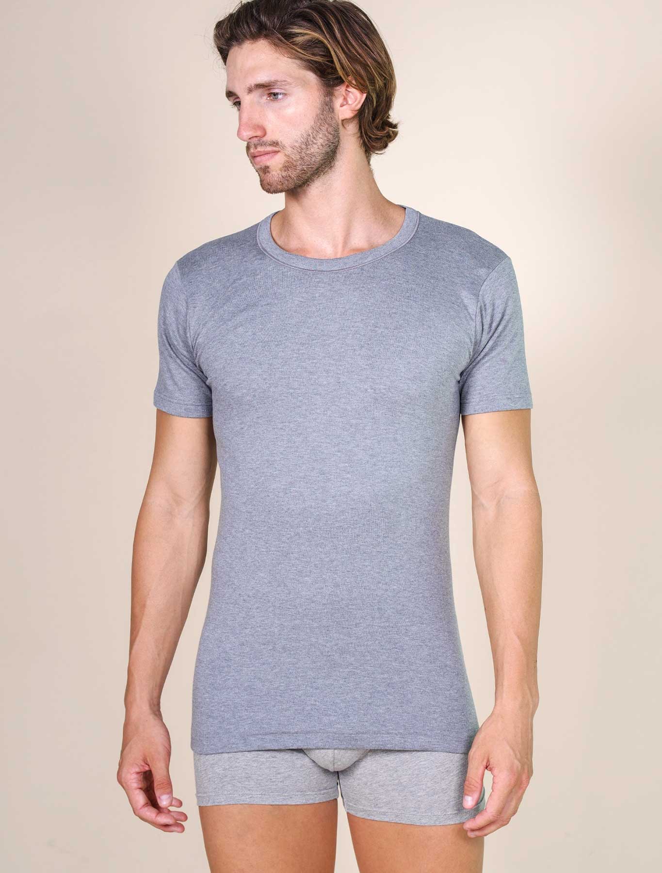 T-shirt uomo cotone felpato colore grigio